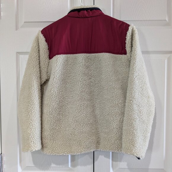 Original J. Crew Boys' XL Beige Faux Fur Sherpa Jacket with Red Accents - Picture 6 of 14